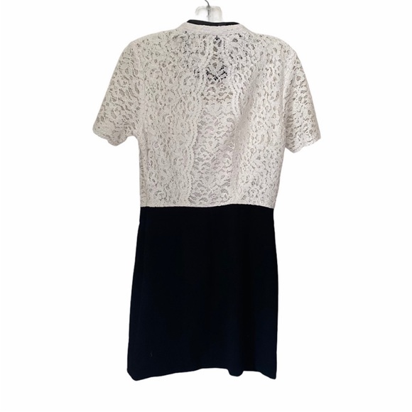 The Kooples Contrast Mini Dress $350 White Lace Black Crepe Women Size Medium - Picture 6 of 9